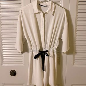 White bow short jumpsuit